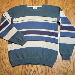 Vintage Field Gear Knit Sweater Men's XLT Crew Neck Striped Pullover Cotton FLAW